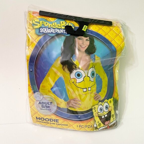 Spongebob Squarepants Hoodie Zip up Hooded Sweatshirt SpongeBob Adult S/M - Picture 1 of 8